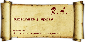 Ruzsinszky Appia névjegykártya